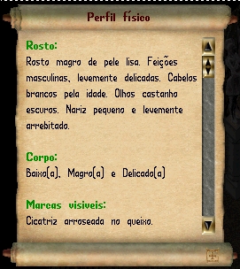 janela de Profile de um personagem com o rosto visivel
